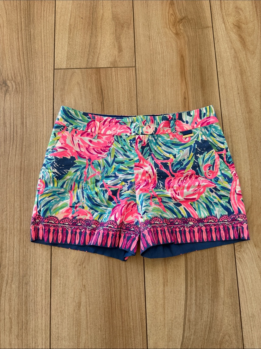 Lilly Pulitzer Callan Flamenco Beach Flamingo Print Shorts Resortwear Cotton 5'